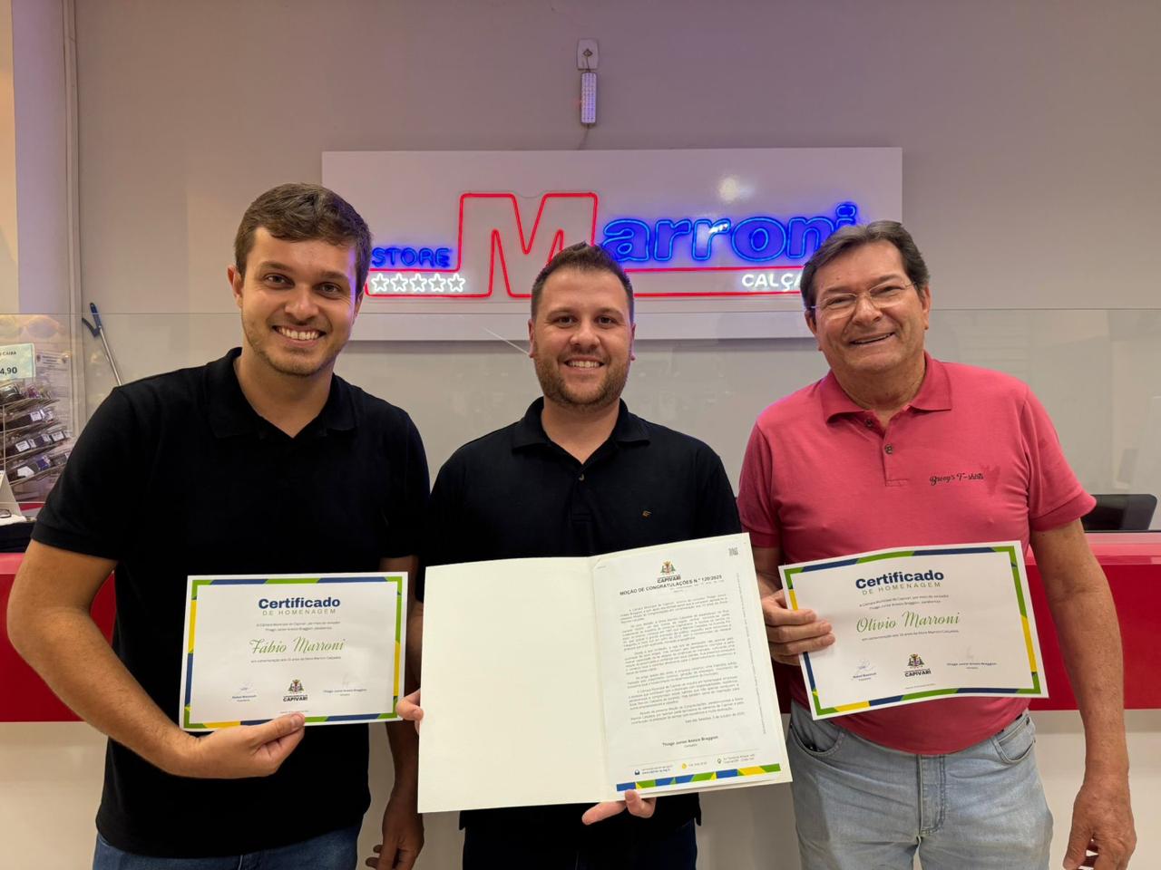 Store Marroni Calçados completa 10 anos e recebe Moção de Congratulações do Thiago Braggion