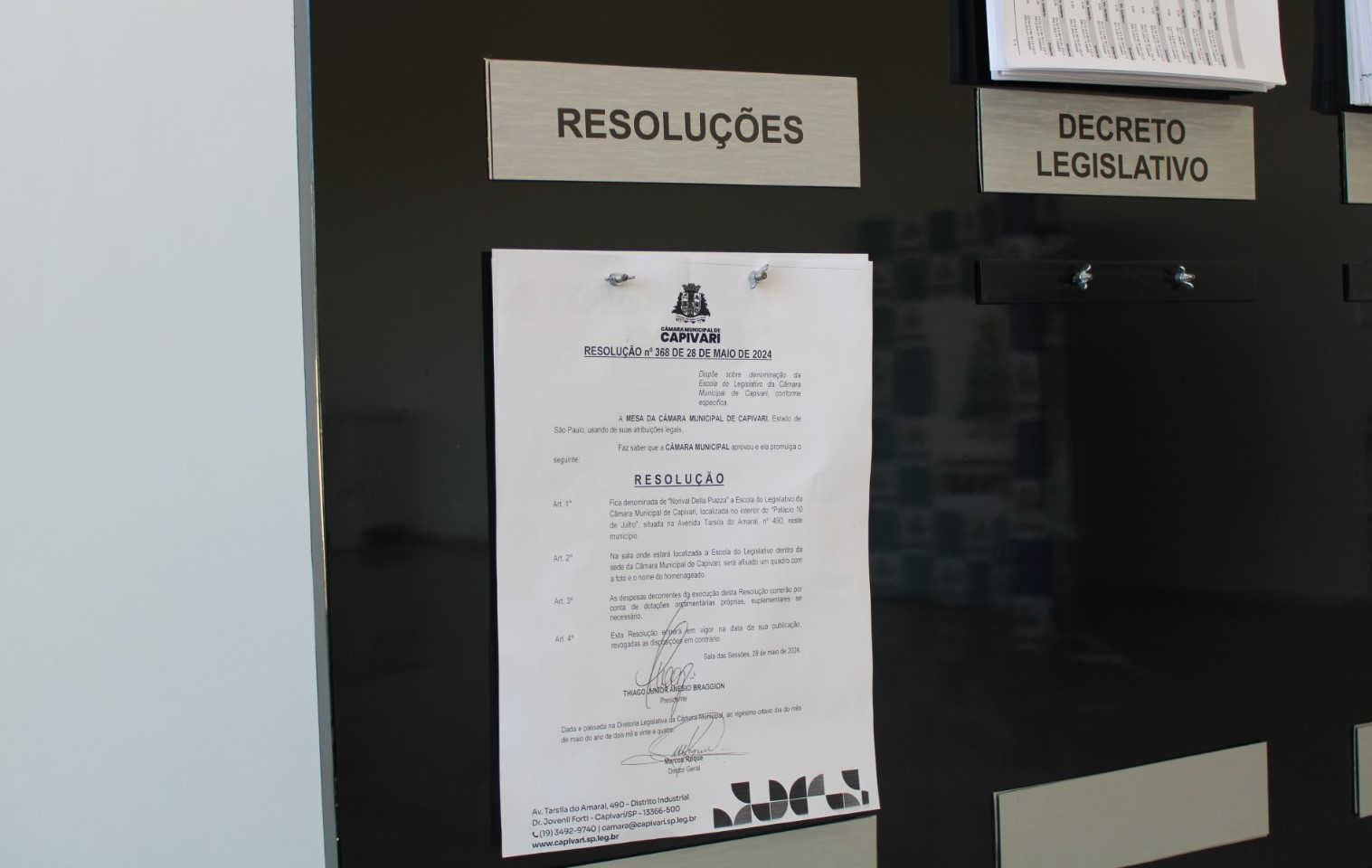 Resolução dá nome de vereador Norival Della Piazza à Escola do Legislativo
