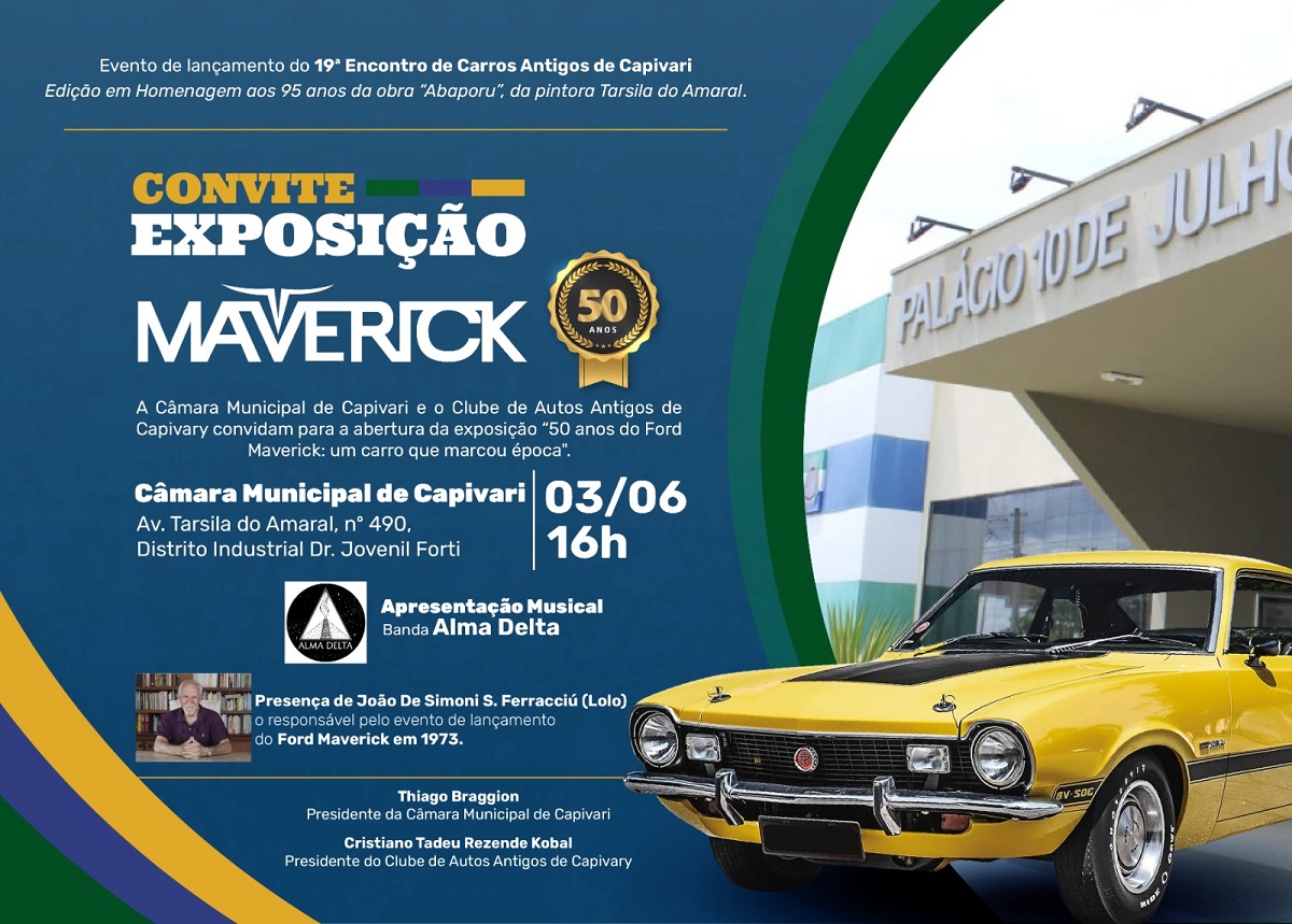 Abertura da exposição sobre os 50 anos de lançamento do Maverick ocorre neste sábado na Câmara de Capivari