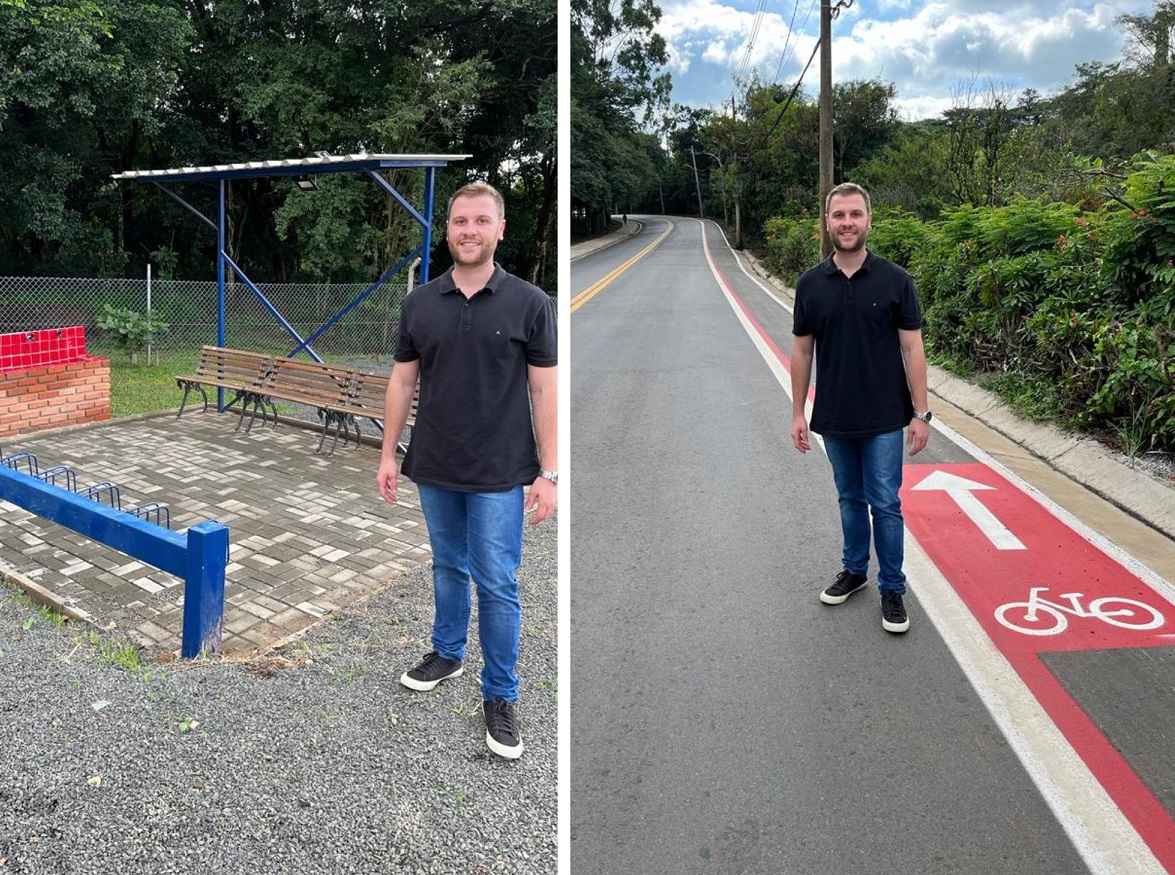 Indicação atendida: Presidente Thiago Braggion visita ponto de pedal na avenida Marlene Rossi