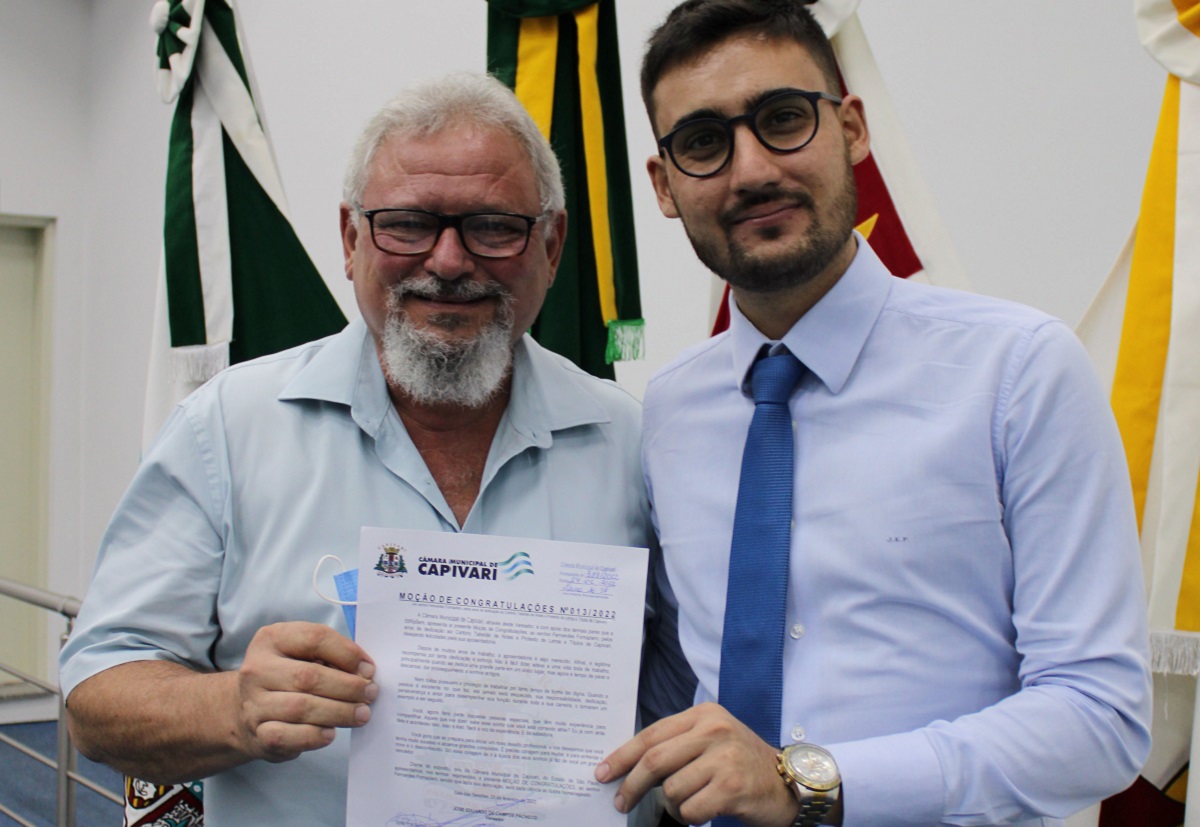 Câmara aprova Moção de Congratulações ao ex-cartorário Fernandes Fornaziero